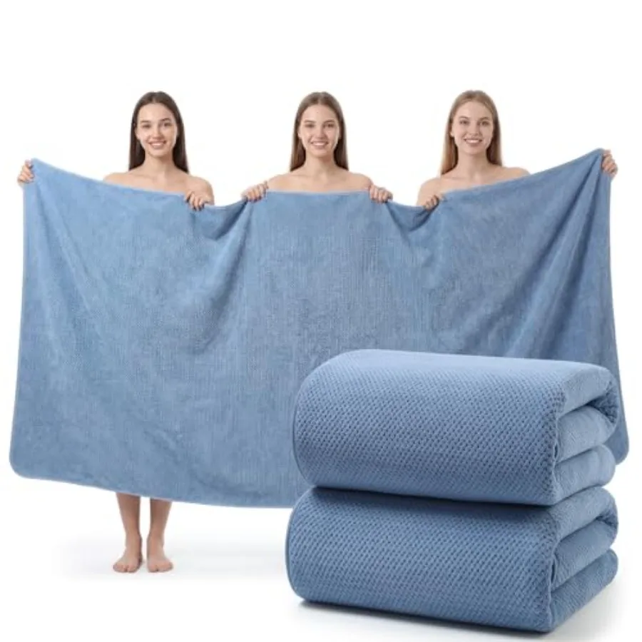 Pack of 2 Jumbo Bath Sheets, 40 x 80 Inch Microfiber Bath Towels for Bathroom, Extra Large and Lightweight, Quick-Dry, Super So