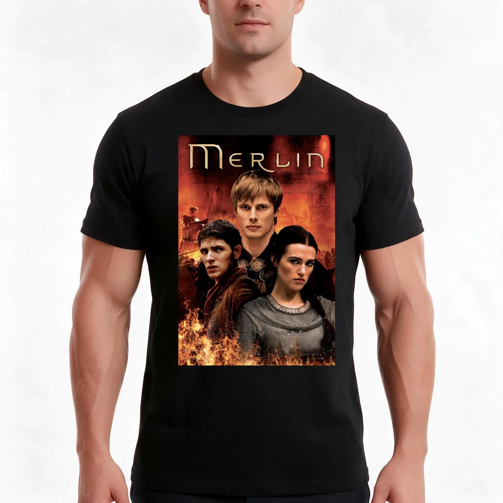 merlin T-Shirt Summer Casual Cotton Tee Oversized Streetwear Tops Vintage Graphic Print Loose Fit Short Sleeve 100% Cotton