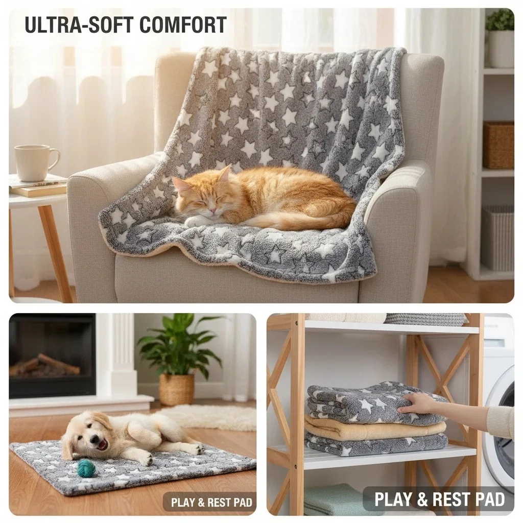 Plush Washable Pet Blanket Mat 4