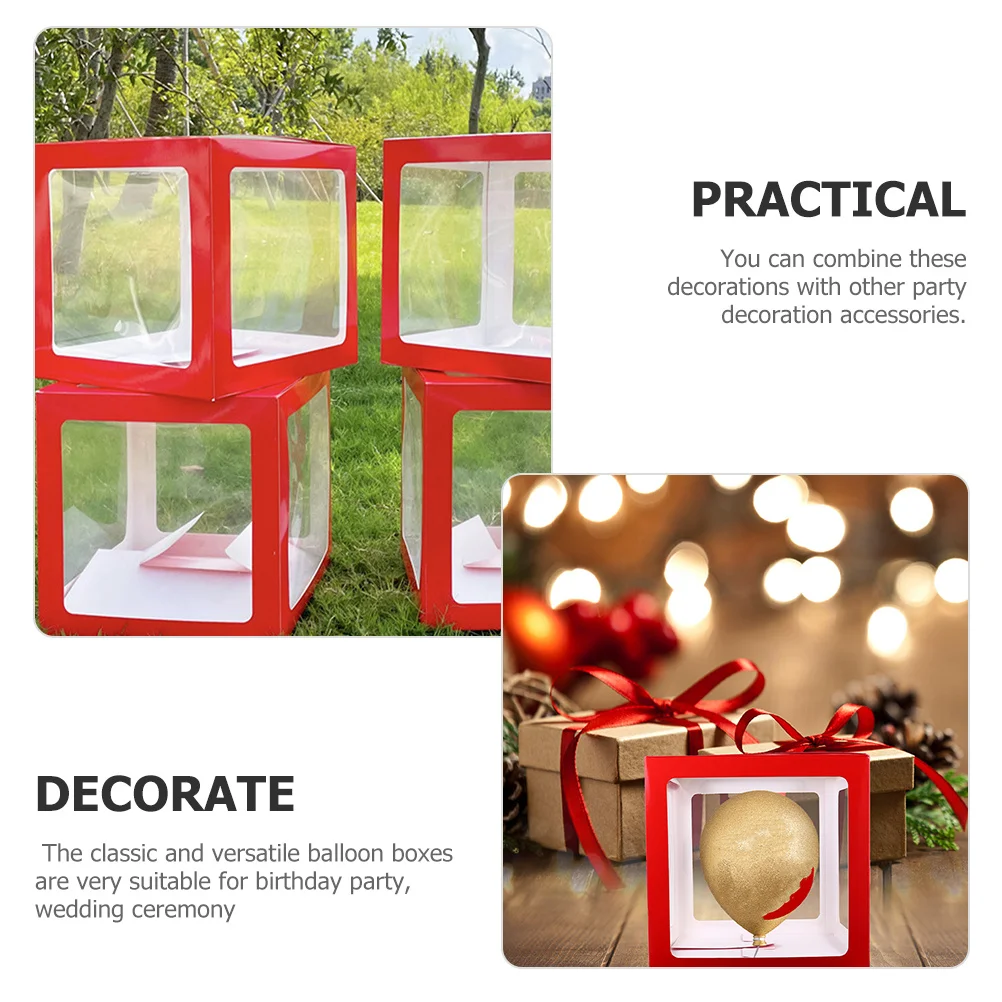 

4Pcs Balloon Boxes Paper Material Decorative Square Blocks for Birthday Wedding Party Balloon Box Decoration Party Favors