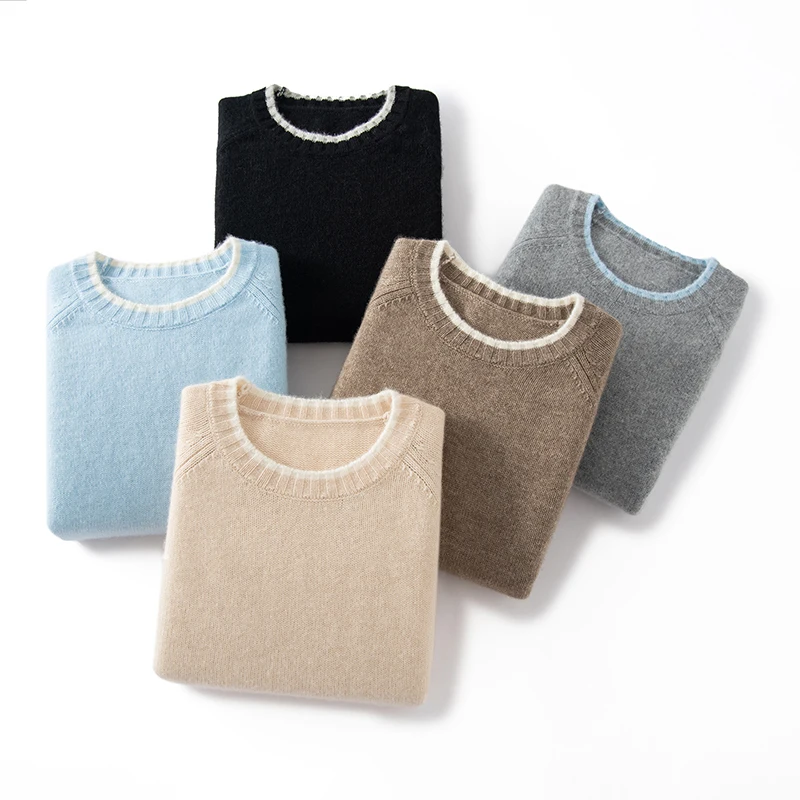 Hot Sale Autumn Winter New 100% Cashmere Sweater O-Neck Women\'s Thicken Warm Pullover Female Loose Knit Jumper Large Size Tops