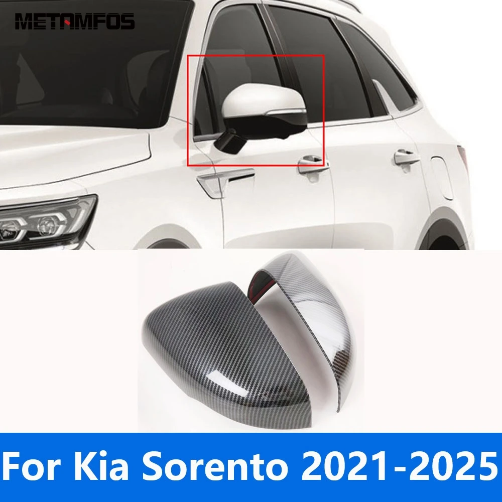 

Rearview Side View Mirror Cover Trim Protection Cap For Kia Sorento 2021-2023 2024 2025 Carbon Fiber Accessories Car Styling