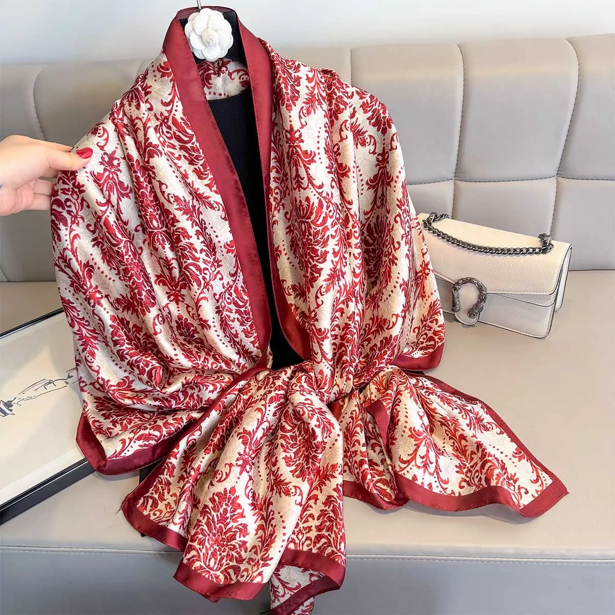 

Летний шарф с цветочным принтом 180x80 см, большой мягкий шарф, женский стильный роскошный длинный пляжный платок, носовой платок, элегантная дорожная накидка, хит продаж