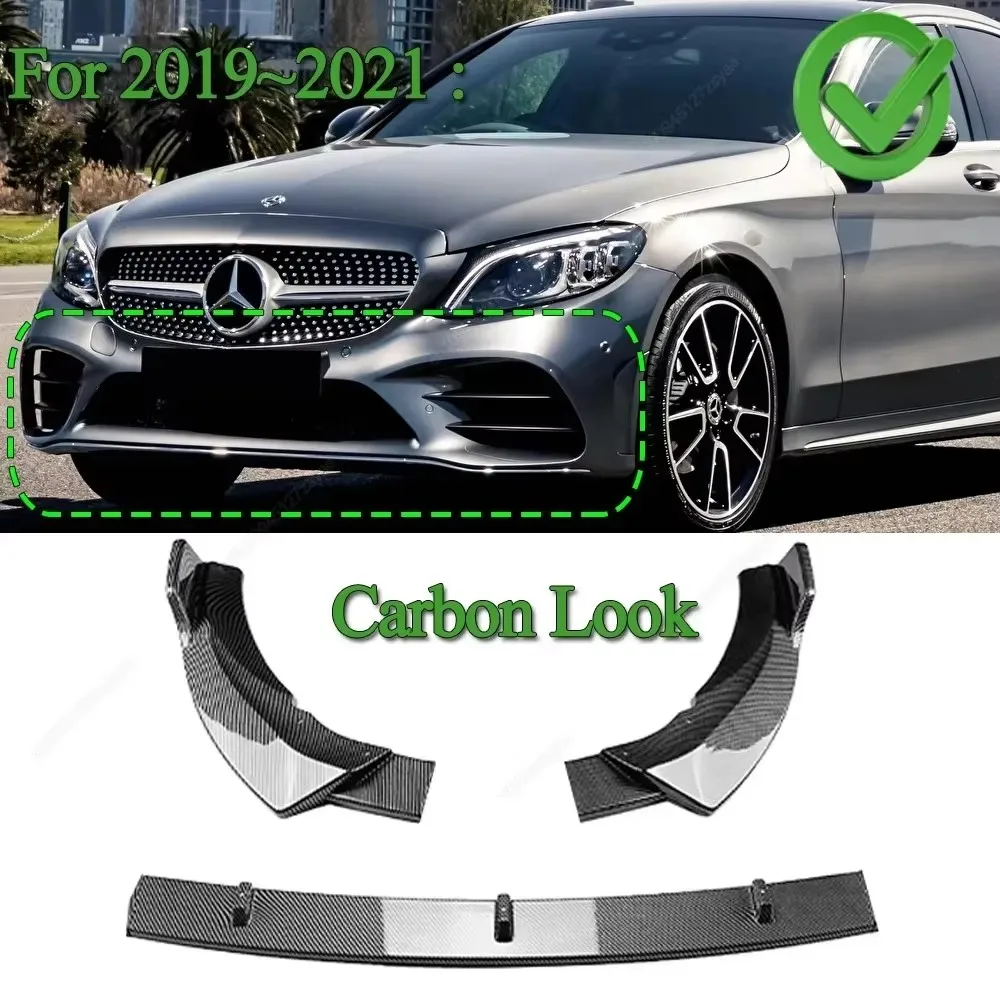 Auto Voorbumper Lip Splitter Voor Mercedes C Klasse W205 C205 S205 C160 C200 C180 C300 C400 C450 AMG 2015-2021 Diffuser Body Kit