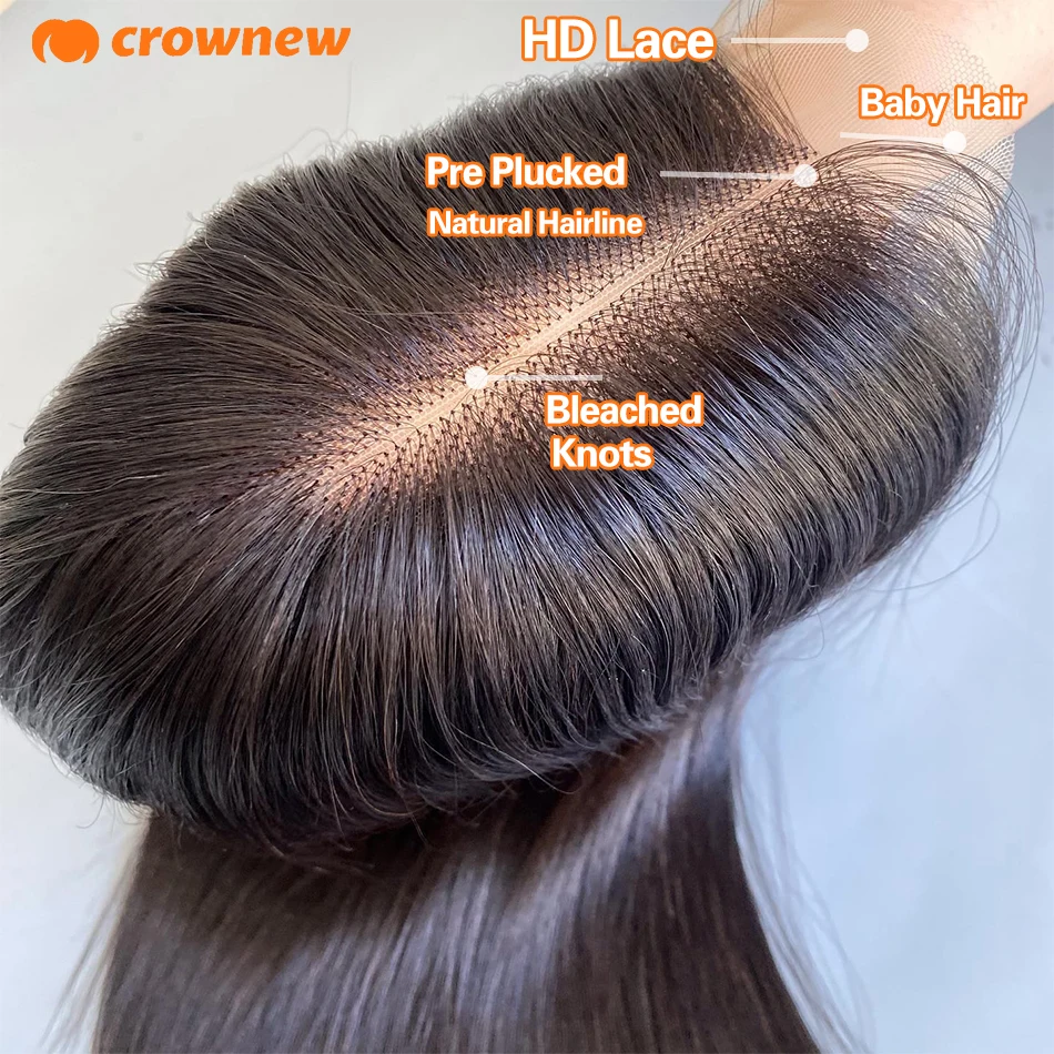 Peluca de cabello humano liso con encaje Frontal, 100% densidad, Hd, transparente, 13x4, barata