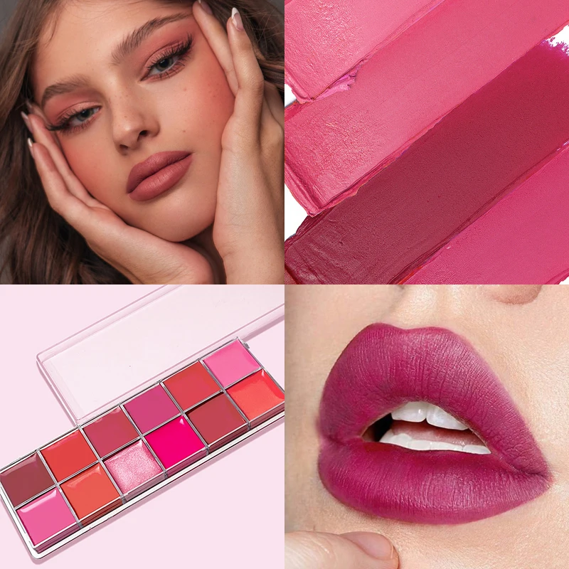 12 Kleuren Matte Lippenstift Palet Lipgloss Make-Up Cosmetica Hydraterende Lip Tools Voor Vrouwen Valentijnsdag Geschenken Make-Up Schoonheid
