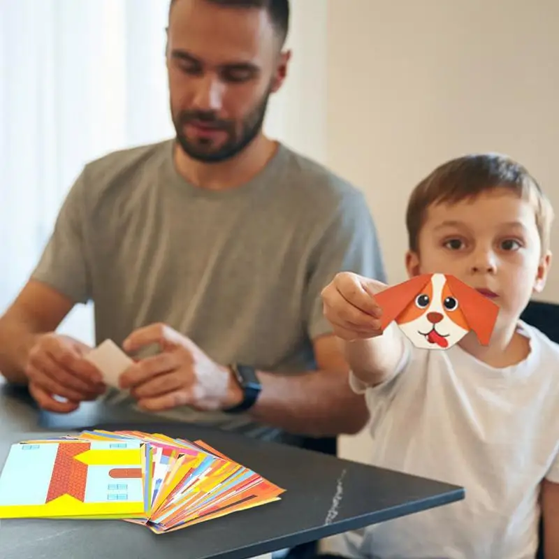 Papiers pliants d'animaux colorés, activités d'apprentissage préscolaire, papier coloré d'artisanat avec livre d'instruction pour enfants