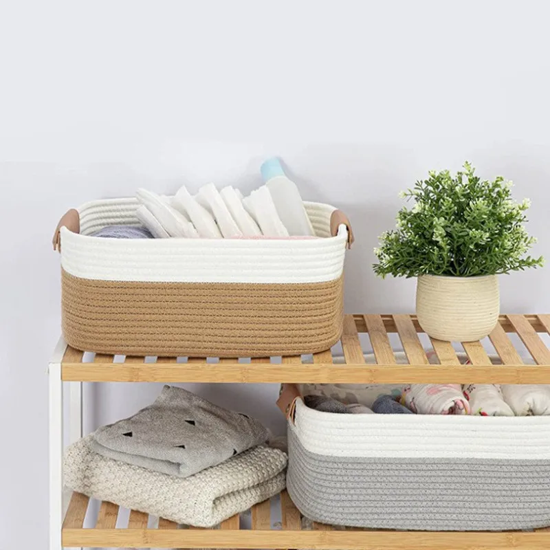 

Woven Storage Basket Cotton Rope Storage Baskets Key Basket Desk Organizer Home Storage Box Foldable Organizer Box Home Decor