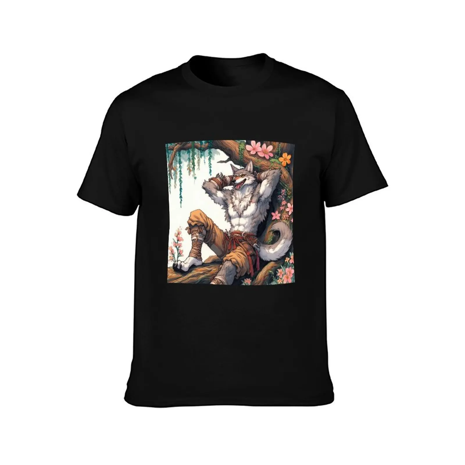 a pirate resting under a willow T-Shirt Casual Minimalist Short Sleeve Top