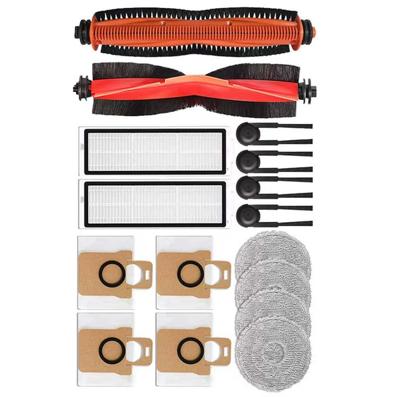 

【PLAISIR】Accessory Main Roller Side Brush Hepa Filter Mop Pads Dust Bags 16PCS For Xiaomi For Mijia M40S/OV31CN Vacuum Cleaner