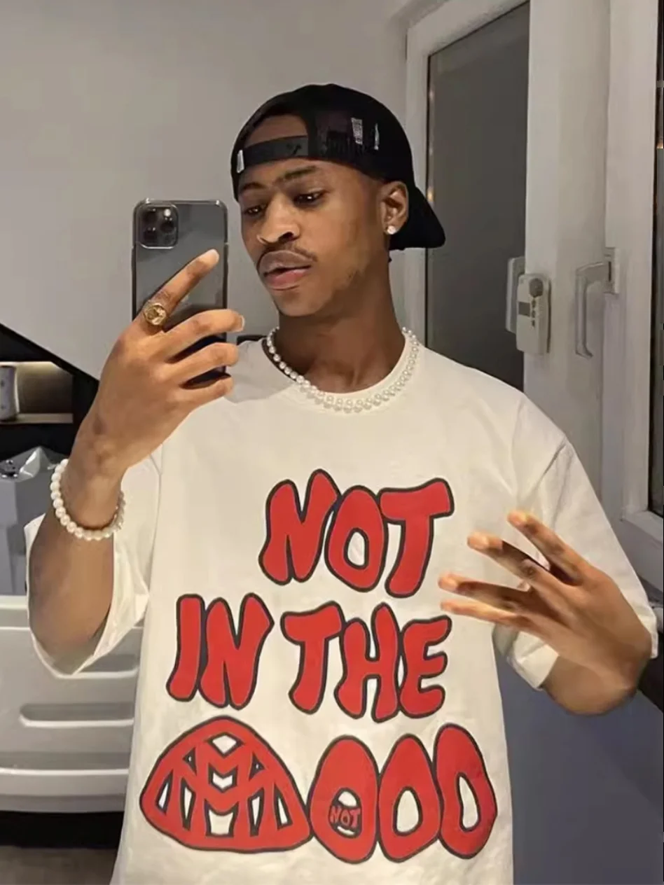 Camiseta Unissex de Algodão com Gola Redonda e Manga Curta Estilo Letras Grandes Edição Limitada Sicko Mood Swings Tendência ...