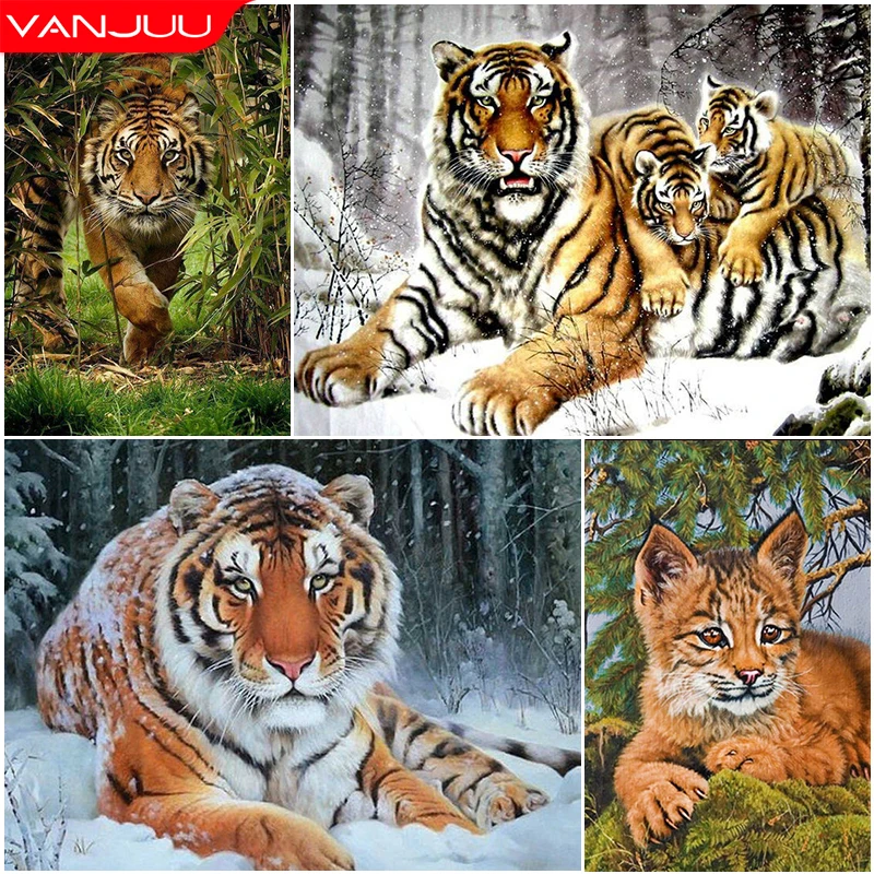 

5D DIY Diamond Painting Animal Tiger Winter Round Rhinestones Diamond Embroidery Cross Stitch Mosaic Home Decor Gifts