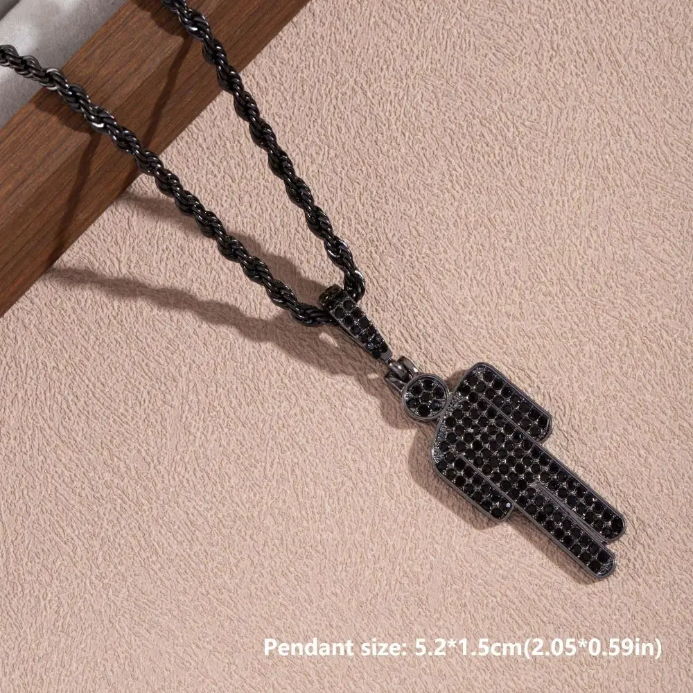 Colgante de hombrecito de dibujos animados a la moda, colgante de diamantes de imitación de circón con cabeza torcida, colgante de Hip Hop de moda de lujo Unisex