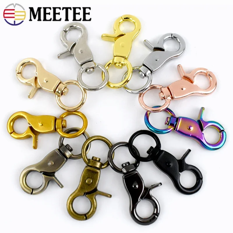 13mm 5-30 pçs meetee metal lagosta fecho fivela saco snap gancho para cinta webbing chaveiro giratória mosquetão clipe fivelas acessórios