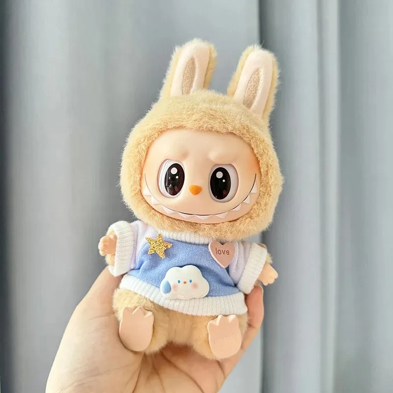 

17 см одежда для кукол Labubu, модная толстовка с капюшоном, аксессуары для кукол, клетчатый комбинезон в стиле допамина, комплект футболок, Ropa Labubu