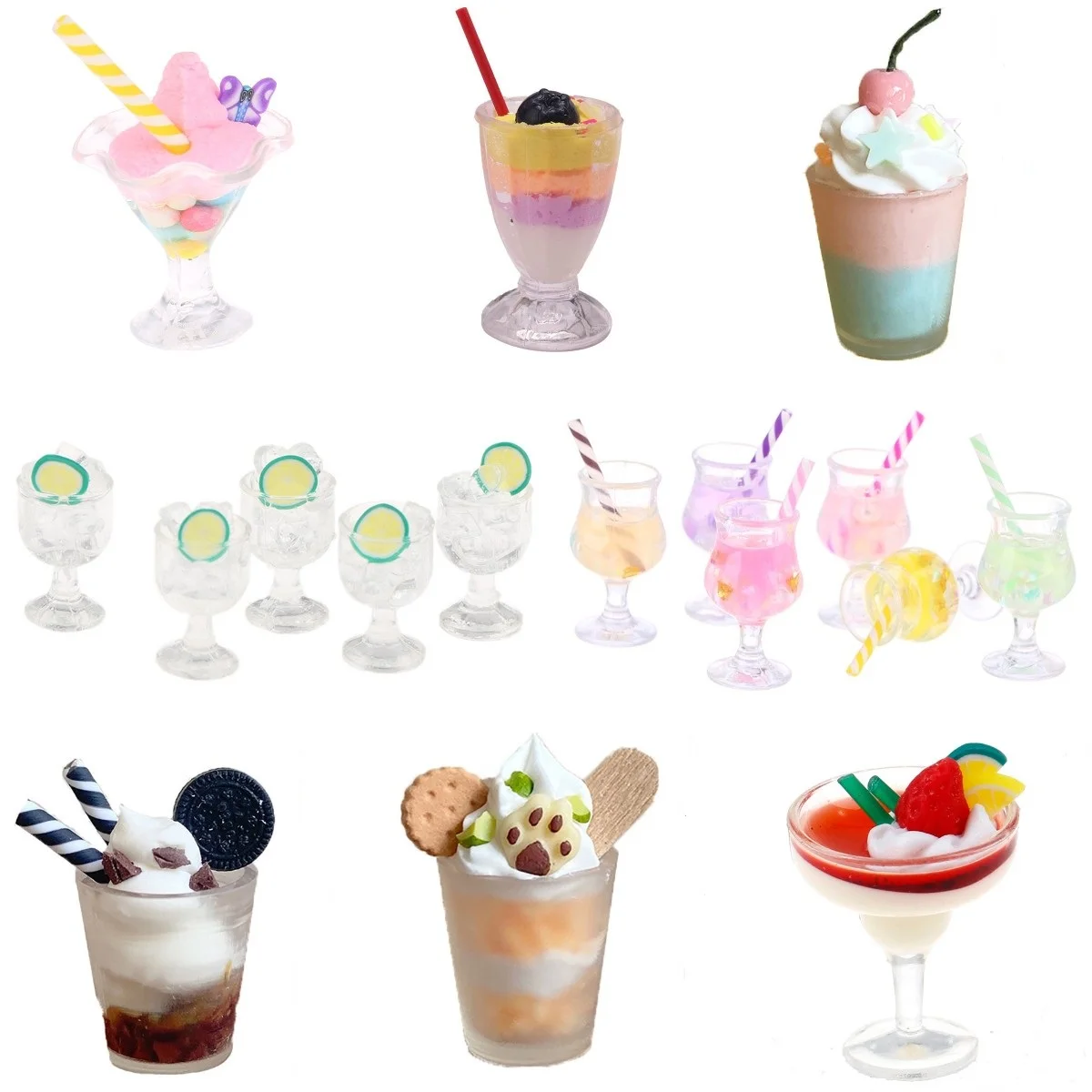 1pcs Mini Milkshake Ice Cream Milk Fruit Tea Water Cup Strawberry Miniatures Dollhouse Accessories Cups Kitchen Toys