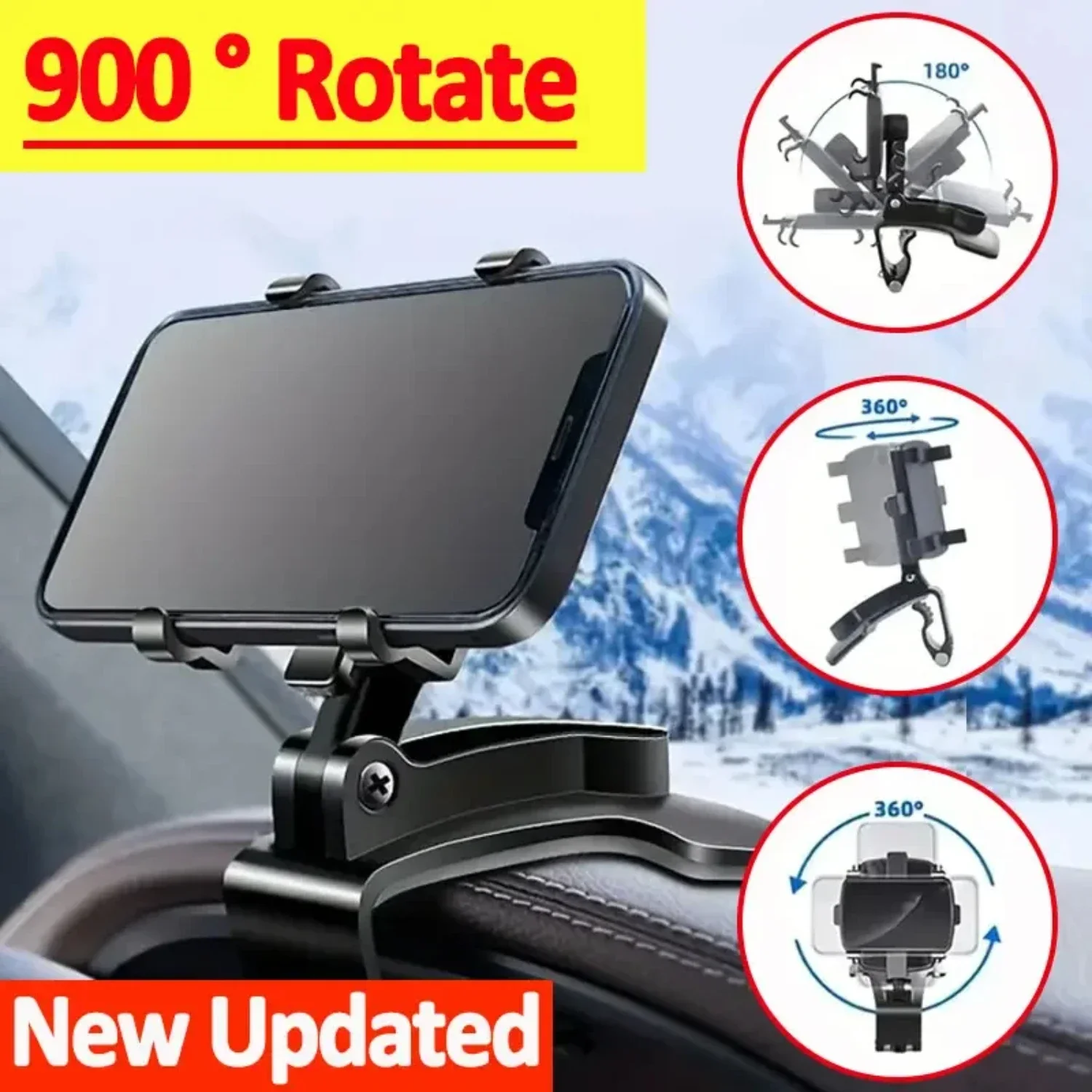 

Sturdy Universal Adjustable Car Phone Holder Stand with 360 Degree Rotation for Hands-Free Mobile Phone Support - Secure Mountin