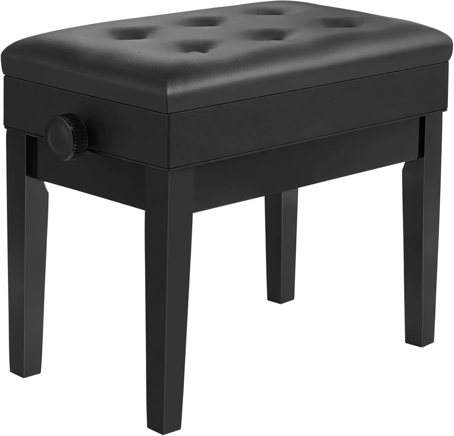 Adjustable Wooden Piano Bench Stool with Sheet Music Storage Black ULPB57H