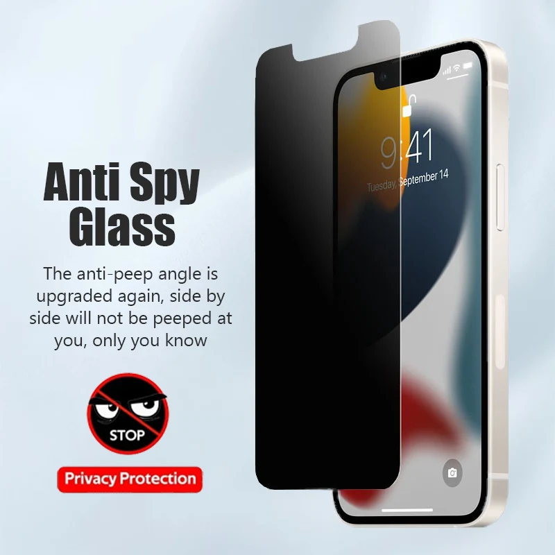 2PCS Anti-Spy Screen Protector for iPhone 15 14 13 12 11 Pro Max 13 12 Mini Privacy Glass for iPhone 15 14 8 7 Plus X XS Max