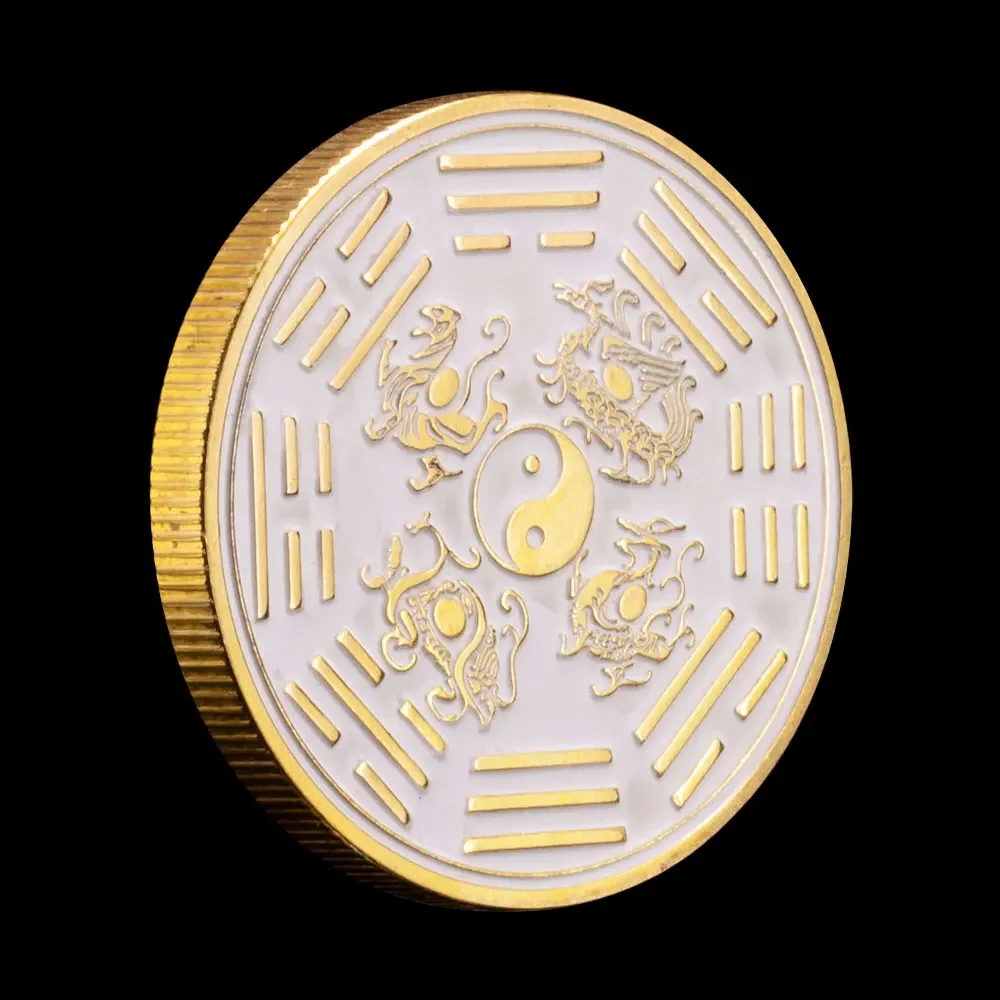 Ying and Yang The Two Opposing Principles in Nature Souvenir Coin Scorpion Golden Plated Tai Chi Bring You Good Lucky Coins