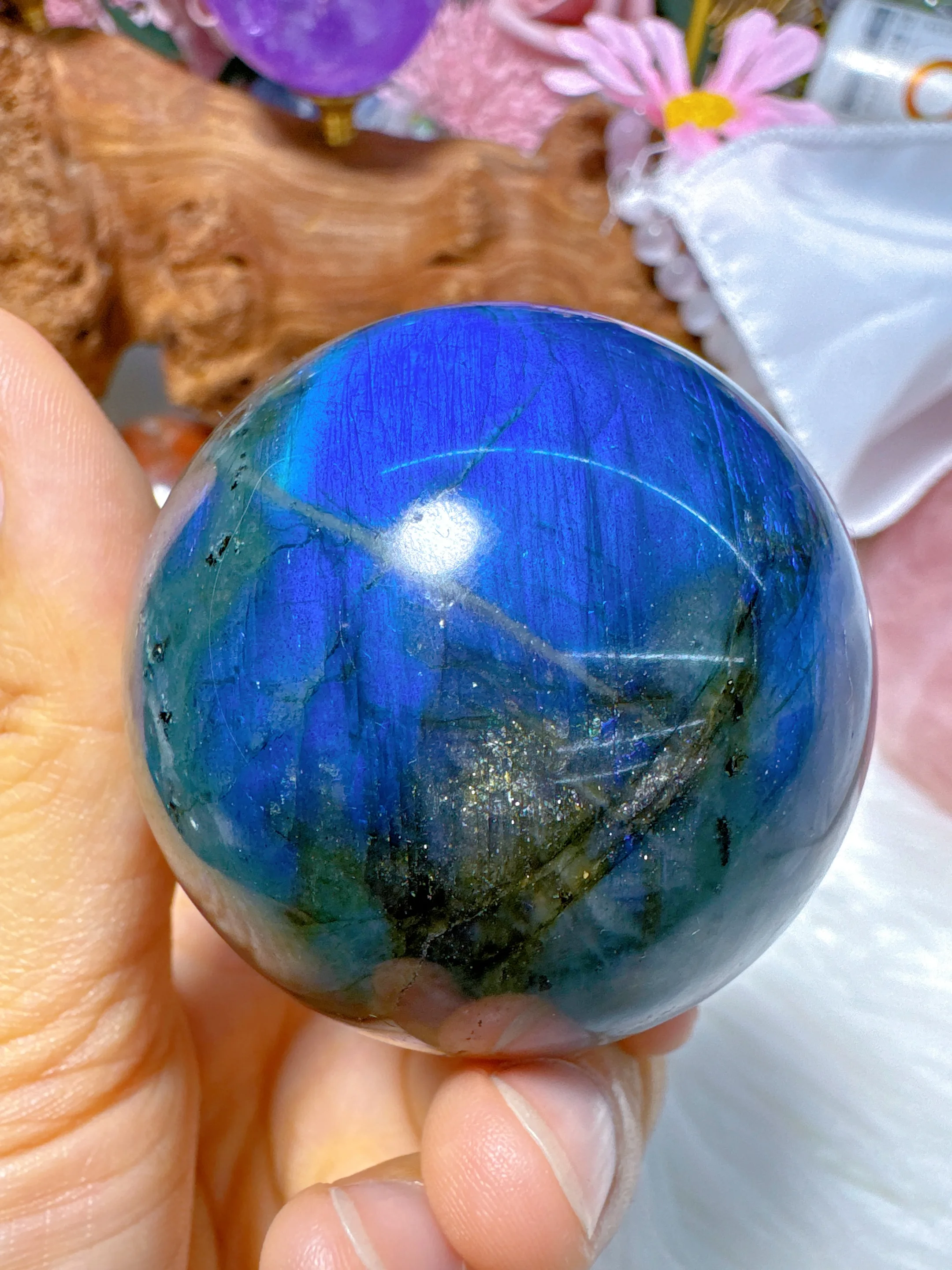 High Quality Natural Crystal Blue Labradorite Ball Quartz Massage Polished Reiki Healing Exquisite Room