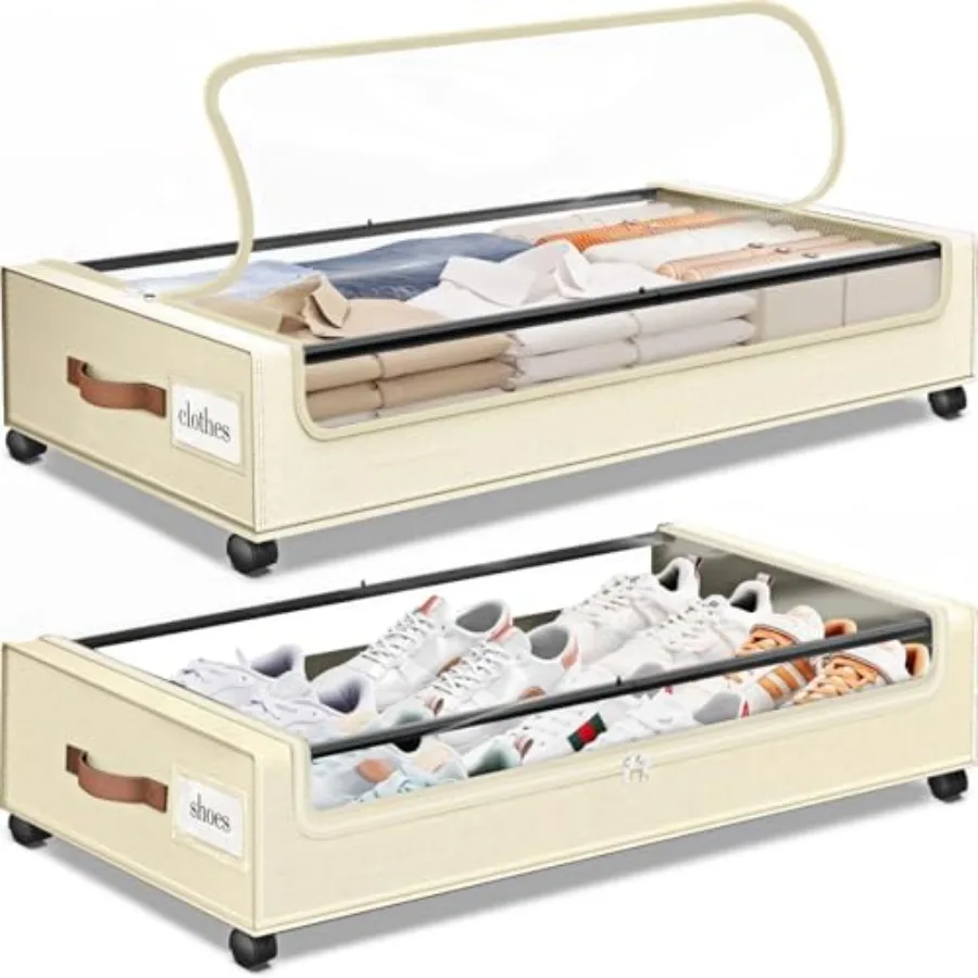 

Under Bed Storage with Wheels Underbed Storage with Clear WindowandLabel Under Bed Drawers Large Capacity Rolling Under Bed Sto