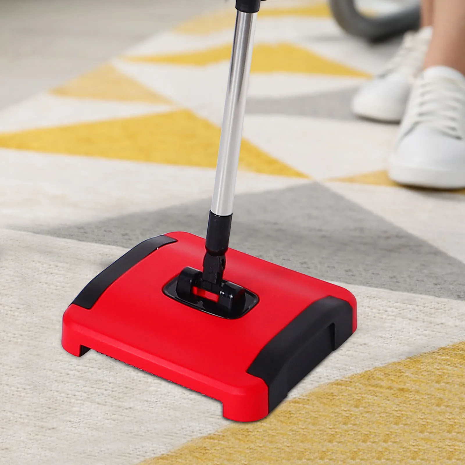 

1Set Portable Carpet Sweeper Hand Push Floor Cleaner Non Electric Broom for Hardwood Tiles Rugs Pet Hair Lightweight Efficient