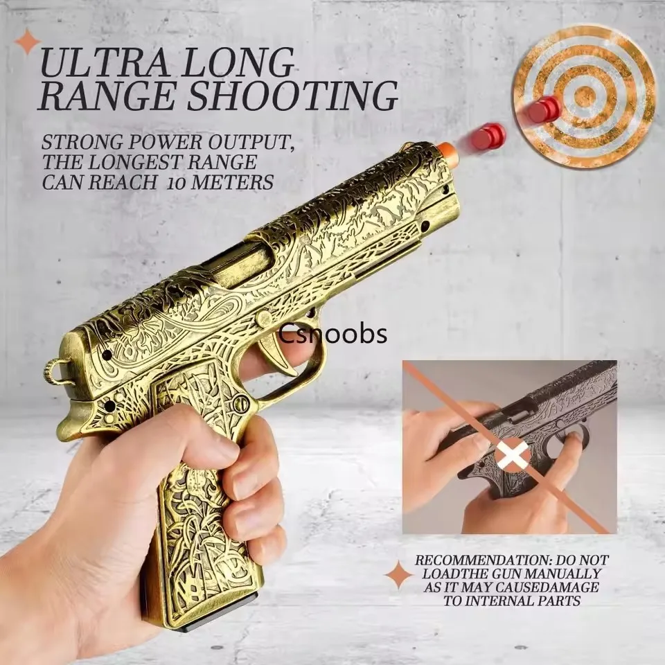 空のシェル排出おもちゃの銃彫刻 M1911 ピストル連続発射エアガンソフト弾丸ブラスタークリスマス誕生日ギフト