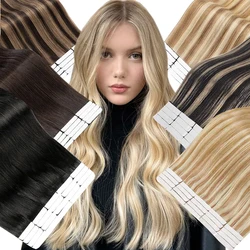Full Shine Tape in Hair Extensions Human Hair 18 Inch Blonde Remy Human Hair Tape in Extensions Invisible Tape in Hair 20Pcs 50G