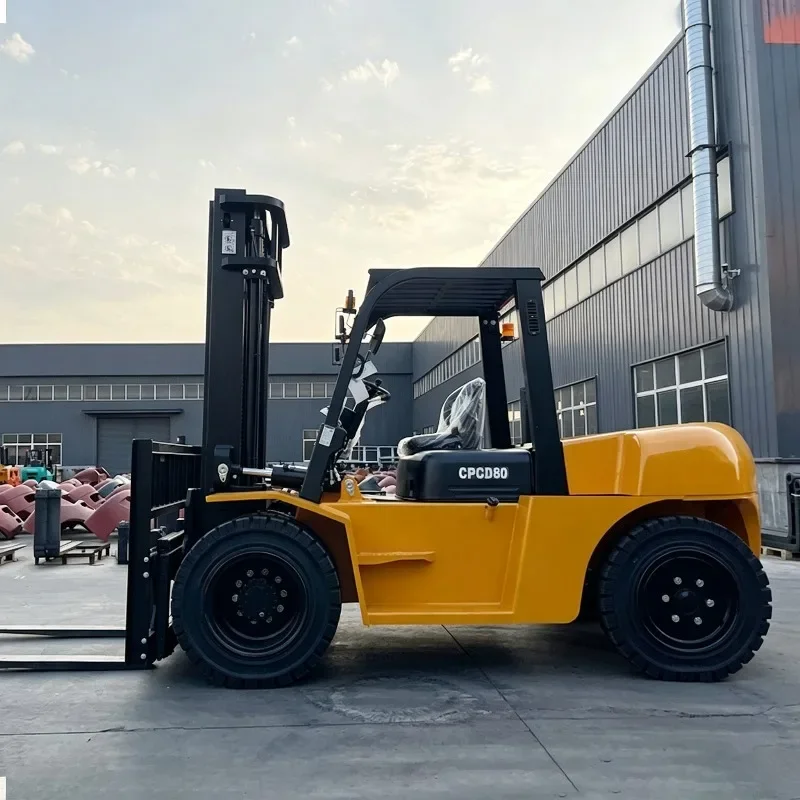 8 Ton Diesel Forklift Truck Japanese Engine Diesel Forklift for Sale Front Double Tires CE Approval