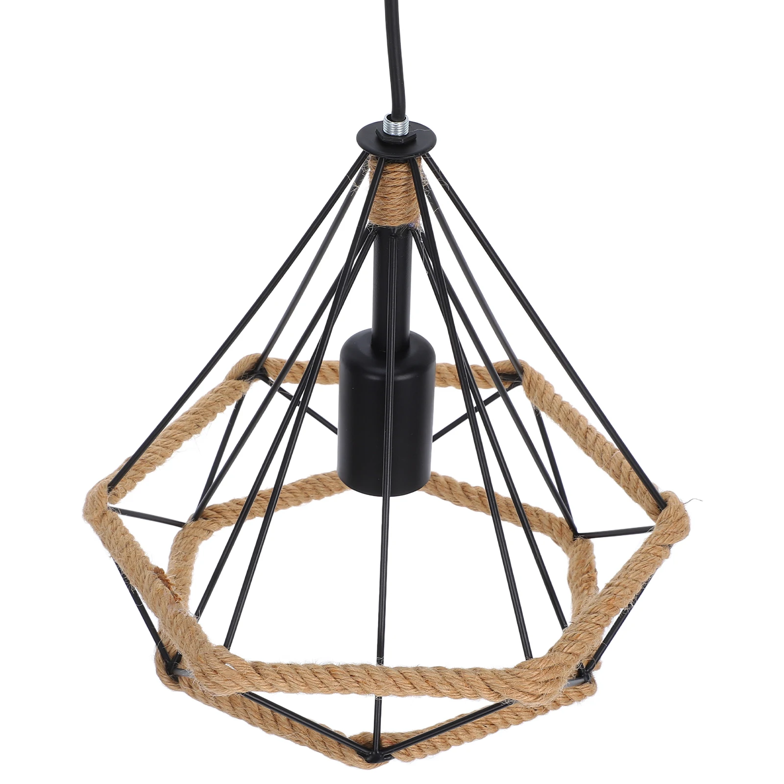 Wrought Iron Rope Ceiling Lamp Vintage Diamond Shaped Chandelier Country Style Hanging Pendant Light 110-220V E27 Decorative