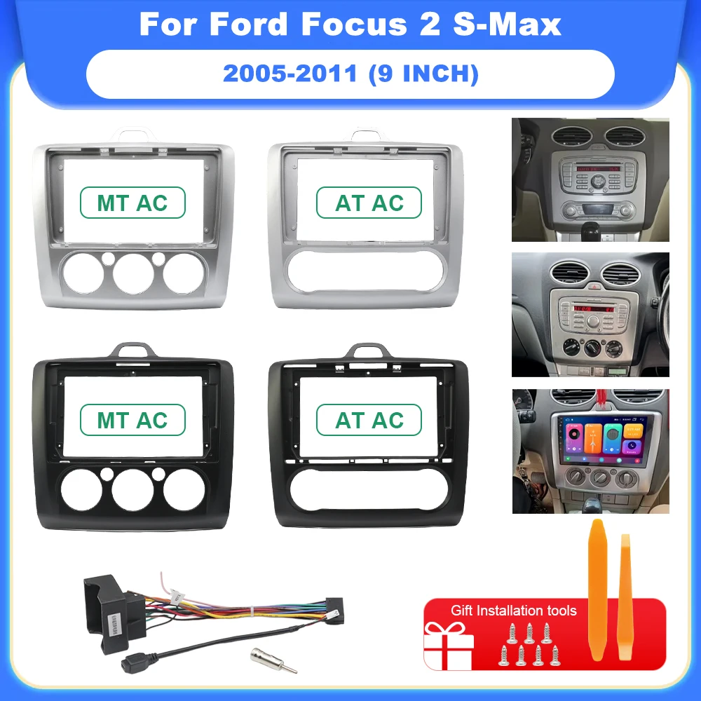 

9Inch Car DVD Frame Audio Dashboard Trim Kit Panel Radio Large Screen 2Din Multimedia Player For Ford Focus 2 S-Max 2005-2011