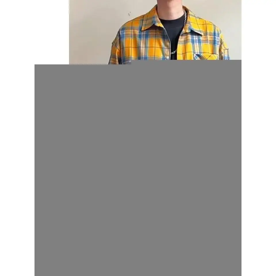 

Men's Loose Fit Long Sve Plaid irt Fce Lined Casual Sle Autumn Winter Spring Faion Urban Polyester Fiber Garment