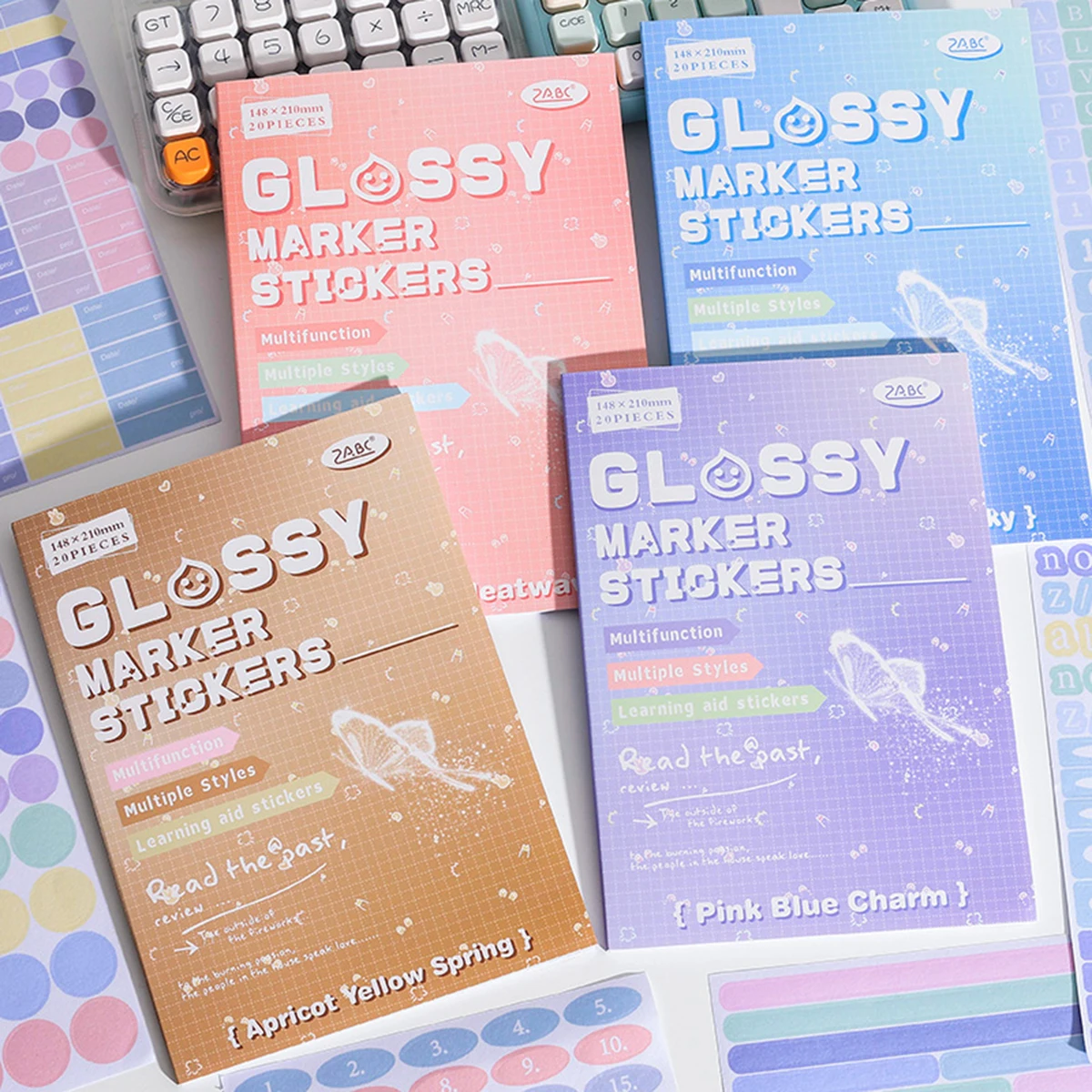 20pcs/book Vintage Geometric shapes Stickers, Creative Stationery Scrapbook Background Decorative Stickers, Gift for Friends