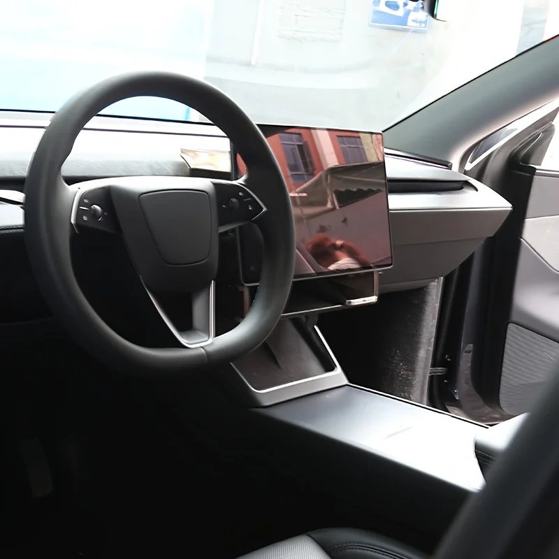 Tesla Model 3 Highland 2024 및 Model Y Juniper 2025 중앙 제어 화면에 적합 후면 보관 랙 + 미끄럼 방지 매트가 내장된 화면 아래 보관함, 접이식 숨겨진 오픈 박스 보관함 썸네일 2