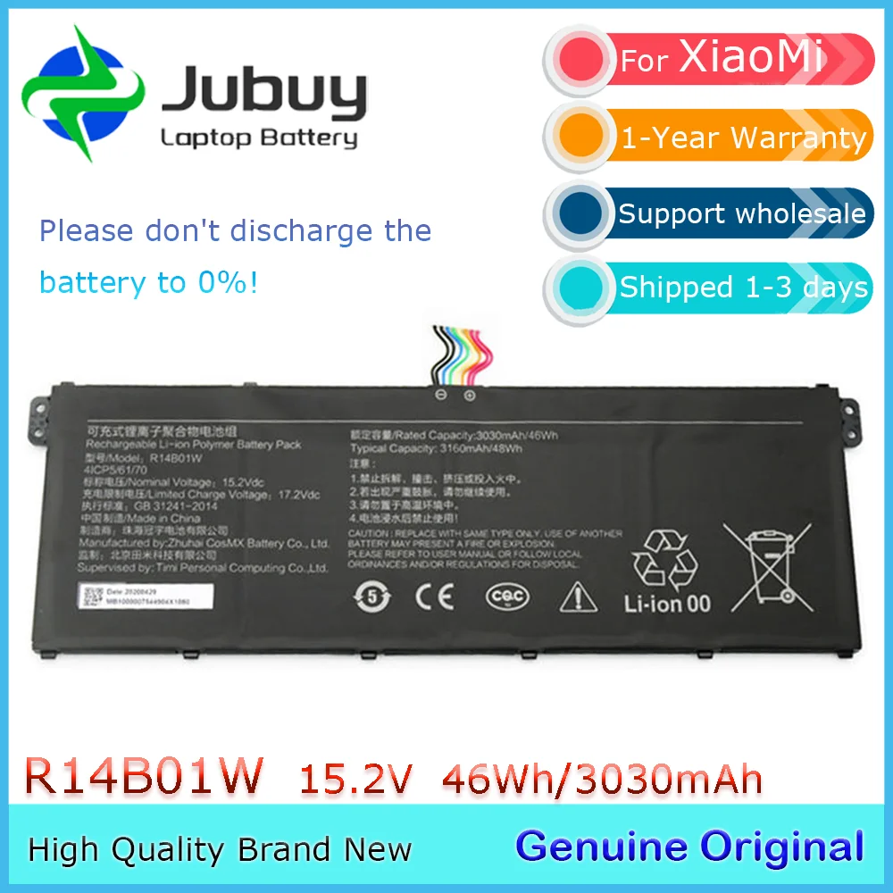 R14B01W 15.2V 48Wh Original Laptop Battery for MI Redmi Book 14 inch XMA1901-DG AA AG 4ICP5/6/70