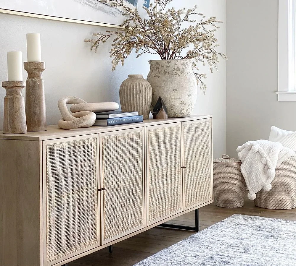 Z Popular Rattan And Living Room Furniture Q New Modern Minimalist Console Table With 4 Doors And Wide Storage Space