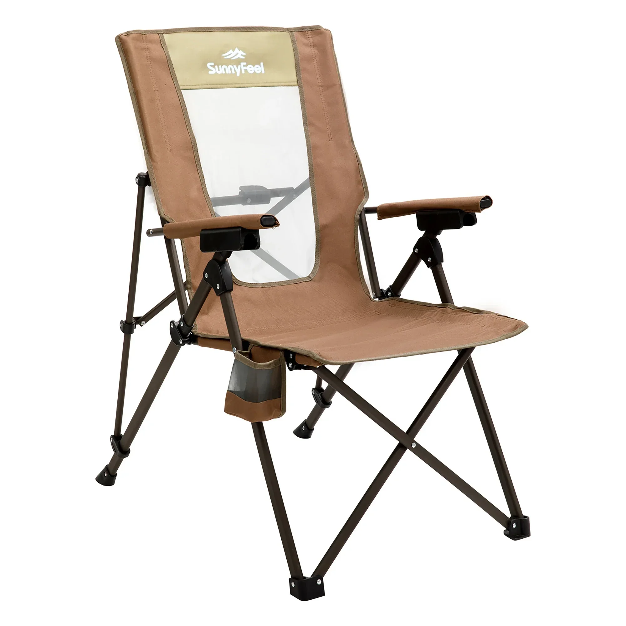 SunnyFeel Folding Camping Chair Detachable Side Storage Lock Design High Density Oxford with Cup Holder Armrest for Picnic