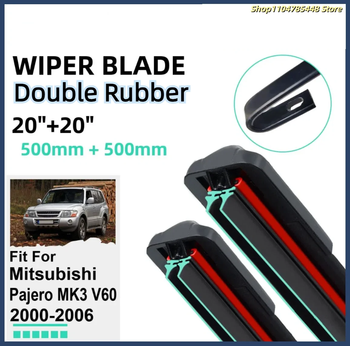 

Double Rubber Car Wiper Blades for Mitsubishi Pajero MK3 V60 2000-2006 Front Rubber Car Accessories 2002 2003 2004 2005 2006