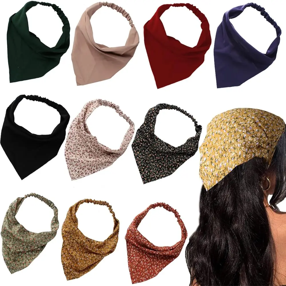 

Free Shipping Hair Scarfs Head Bandanas for Women Fashion Floral Triangle Head Scarf Hair Accessories