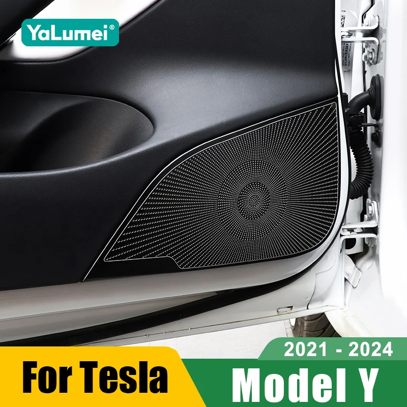

Для Tesla Model Y 2021 2022 2023 2024: Накладки на динамики дверей автомобиля, декоративные рамки, аксессуары ﻿
