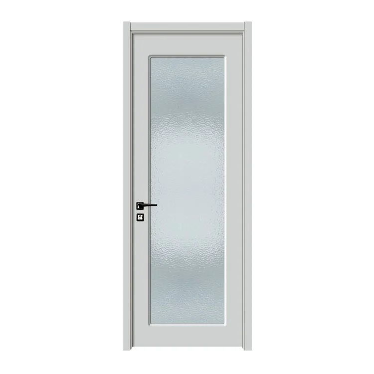 

Beautiful Frosted Glass Interior Solid Wooden White Internal Door For Bathrooms