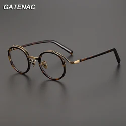 Montura de gafas de acetato Vintage para hombres y mujeres, gafas redondas de diseñador de lujo hechas a mano, montura de gafas de alta calidad, gafas de marca Retro coreana