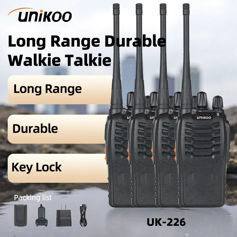

4 PCS UNIKOO UK226 Long Range communication Walkies Talkies FRS Set Two Way Ham Radios UHF Walkie Talkie transceiver For camping