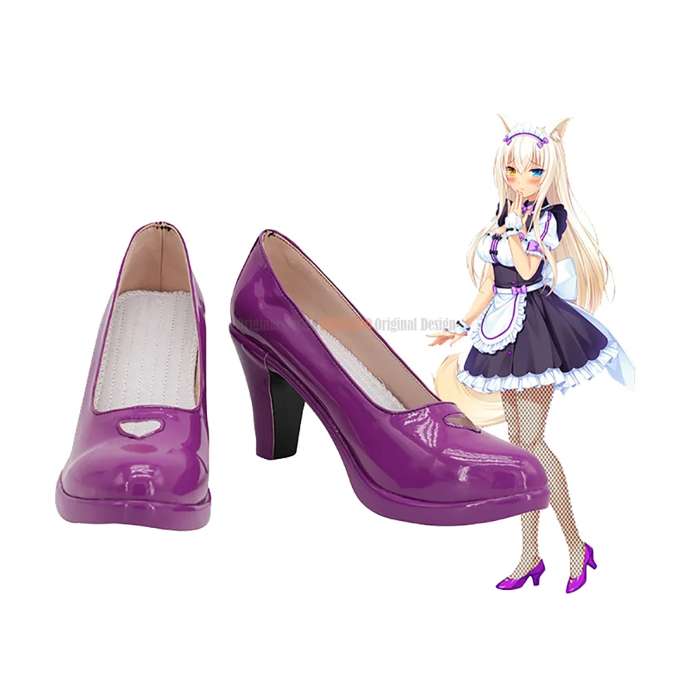 

NEKOPARA Maple Cosplay Shoes Purple High Heel Boots Custom Made