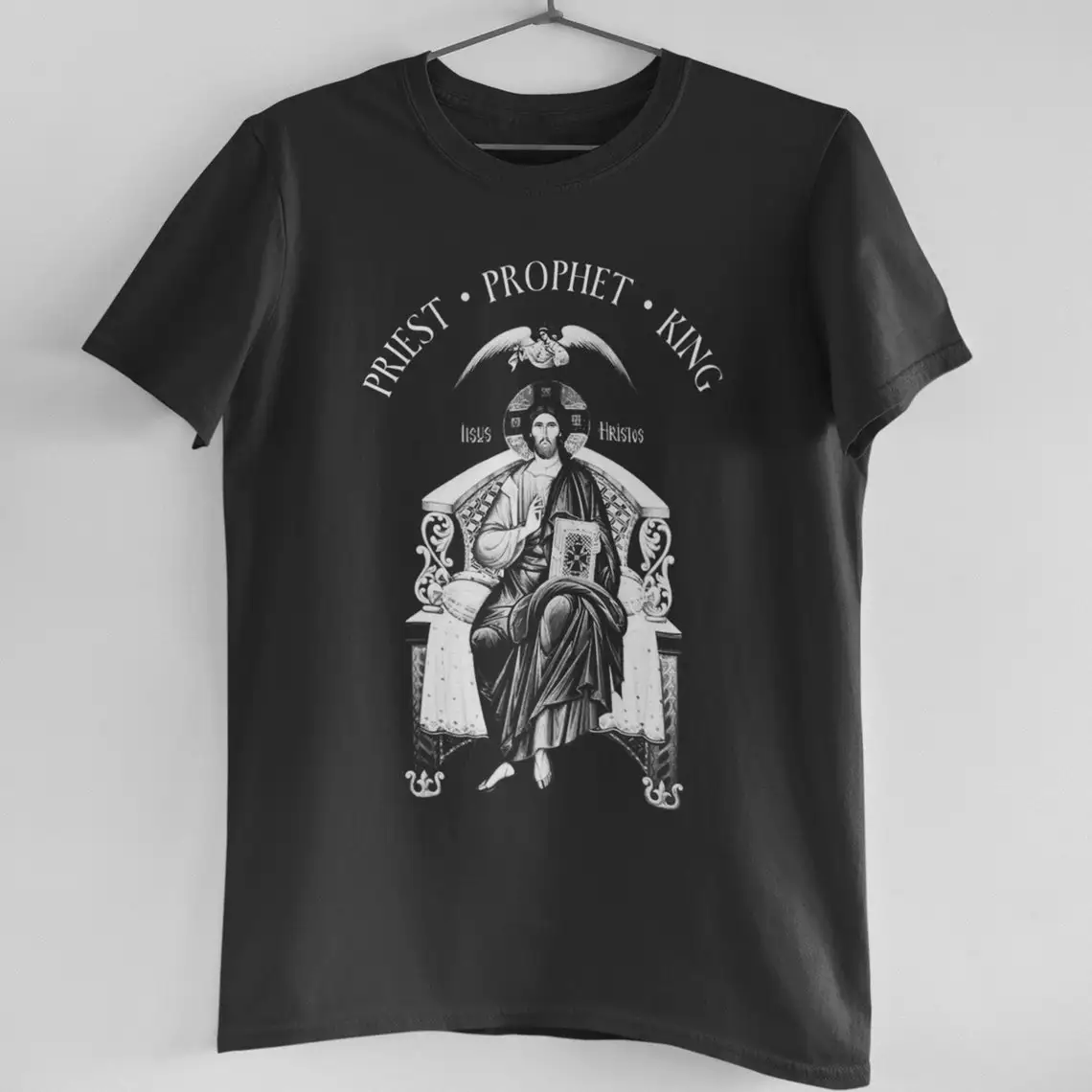 Priest Prophet King Jesus Byzantine Icon Catholic Christian Orthodox T-Shirt 100% Cotton O-Neck Short Sleeve Casual Mens T-shirt