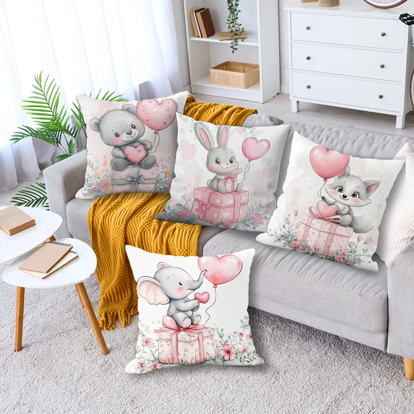 Conjunto de 4 Capas de Almofad - Baby Nursery Animal Theme avaliação e preço