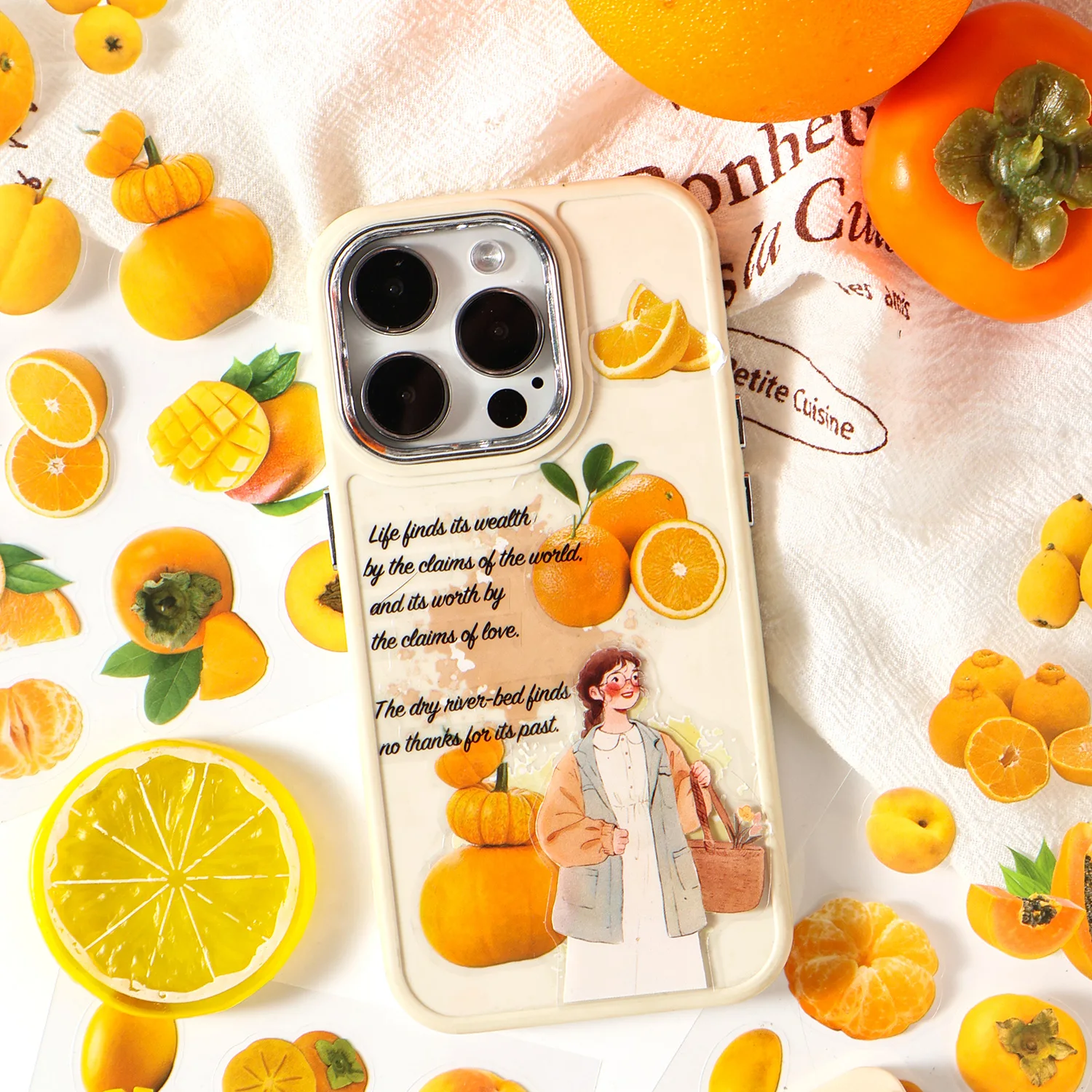 Picture 3: 4Pcs Orange Strawberry Fruit Series Die cut Adhesive Sticker Journal Japanese stationery Decoration Scrapbook Diary Cute Sticker