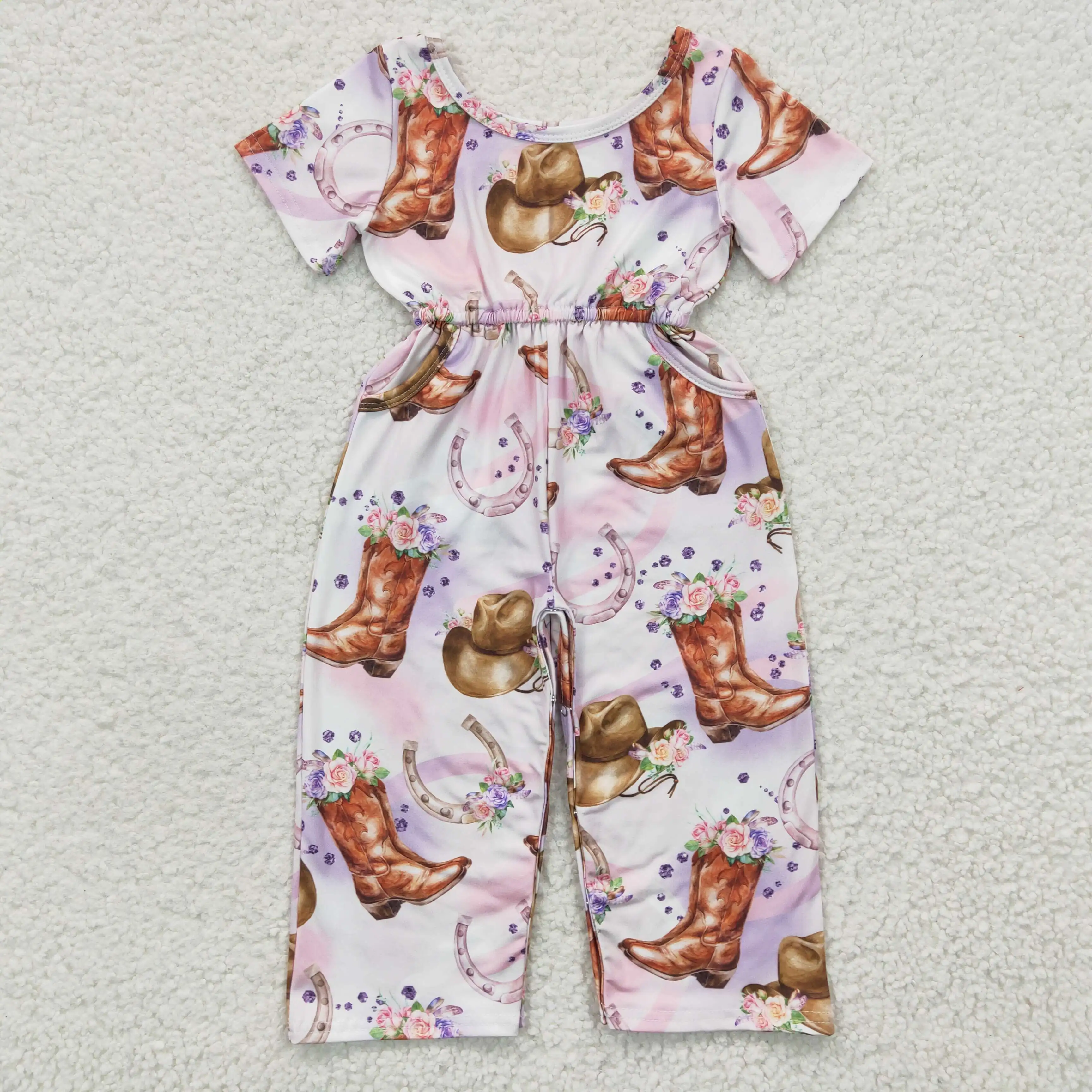 L​atest Update 2023 RTS Baby Floral Spring Clothes Girls Sassy Onesie Jumpsuit Kids Cowgirl Bodysuits