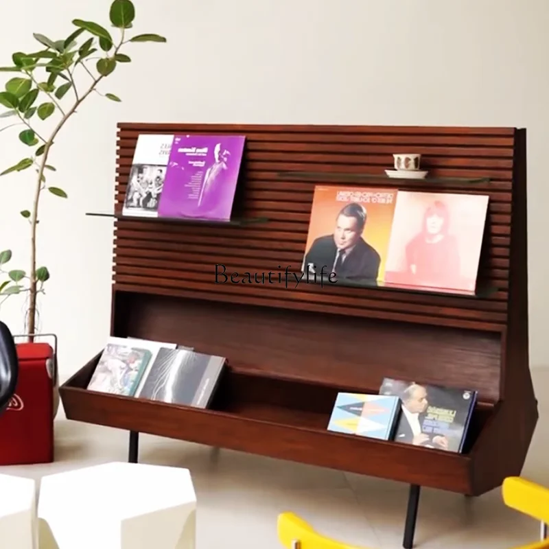 

Nordic retro medieval solid wood bookshelf bookcase storage magazine shelf display case